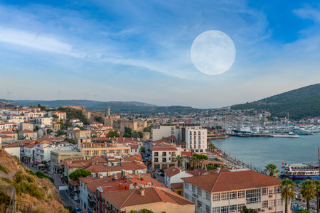 Panoramic aerial view of Cesme City, Izmir, Turkeyのeditorial素材