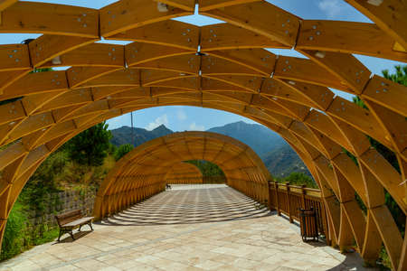 Pamukkale, Denizli, Turkey - August 26 2021: Wooden aesthetic structures built in the urban forest (Kent Ormani in Turkish)の写真素材