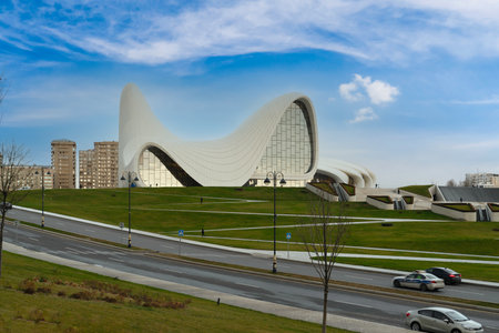 Baku, Azerbaijan - January 05 2022: Heydar Aliyev Center building complex designed by Iraqi-British architect Zaha Hadid.のeditorial素材