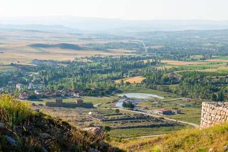 General view of Hattusa was the capital of the Hittite Empire in the late Bronze Age. Its ruins lie...