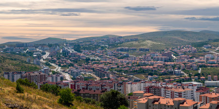 Panoramic view of Yozgat city with the hill in background, Turkeyの写真素材
