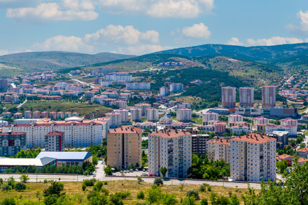 Yozgat, Turkey - July 7 2022: Panoramic view of Yozgat city with the hill in backgroundのeditorial素材