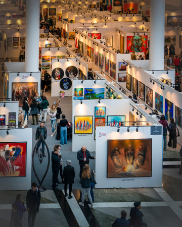 Ankara, Turkey - March 12 2023: Panoramic view from painting exhibitionのeditorial素材