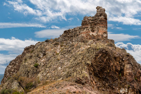 The castle is made of stone and partially standing. Kizilcahamam, Ankara, Türkiyeの写真素材