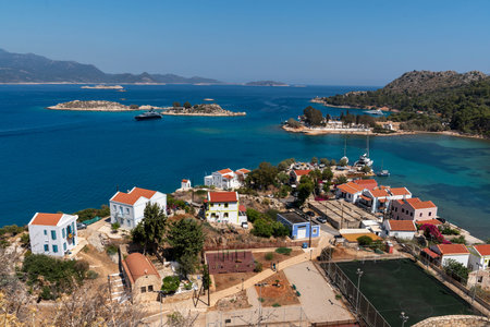 View of the island from the castle on Kastellorizo island, Dodekanisos, Greece