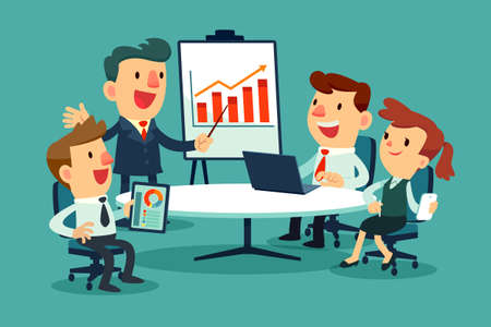 business people at meeting table discuss strategyのイラスト素材