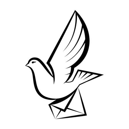 image of pigeon carrying letterのイラスト素材