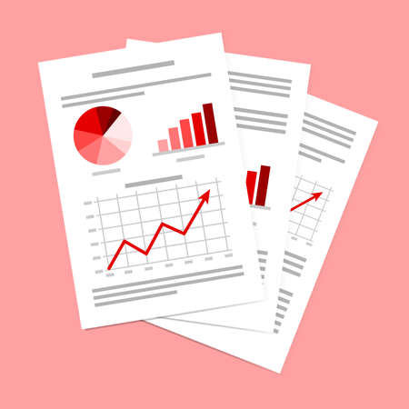 Vector illustration of Business documents. Paperwork. Business reports.のイラスト素材
