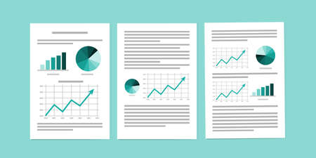 Vector illustration of Business documents. Paperwork. Business reports.のイラスト素材