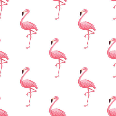 Flamingo seamless pattern background. Pink flamingo vector background design.のイラスト素材
