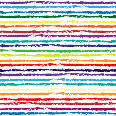 Rainbows paint lines ink brush strokes seamless pattern.のイラスト素材