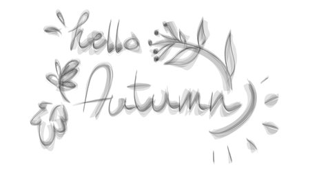 Vector illustration of "Hello Autumn" lettering text isolated on white background. Hello autumn sign. Calligraphy hand written hello autimn script.のイラスト素材