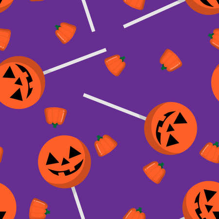 Halloween Candy Seamless Pattern. Colorful Halloween candies background.のイラスト素材