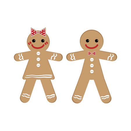 Gingerbread man and woman on Christmas theme.のイラスト素材