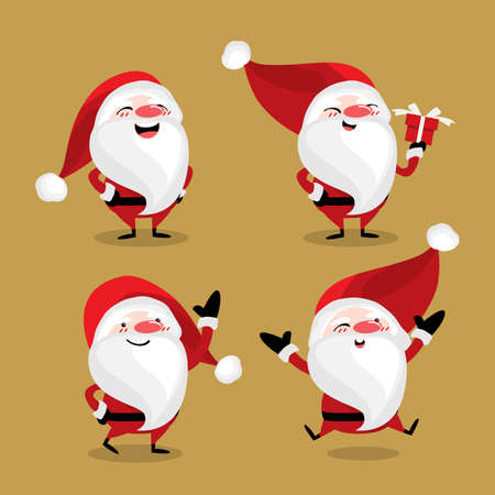 Set of cute Santa Claus isolated on background.のイラスト素材