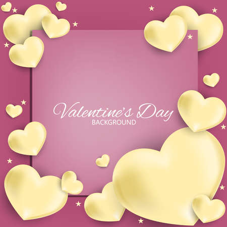 Valentine's Day background with heart and star on pink background.のイラスト素材