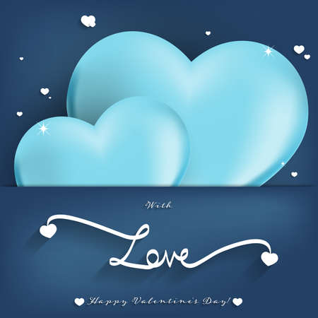 Valentine's Day background with blue hearts and With Love Happy Valentine's Day.のイラスト素材