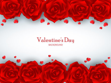 Valentine's Day background with red heart and red rose.のイラスト素材