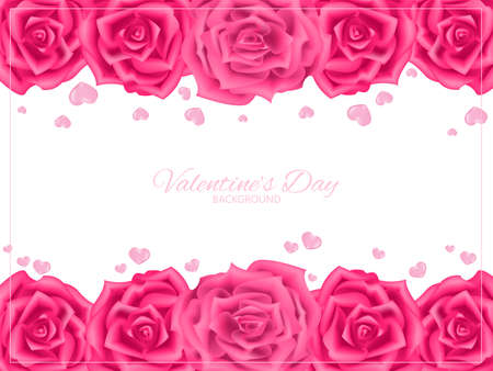 Valentine's Day background with pink heart and pink rose.のイラスト素材