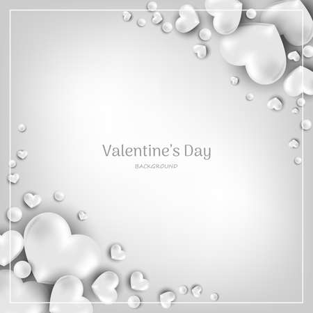 Valentine's Day background with white hearts and pearls.のイラスト素材
