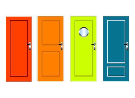 Colourful vector doors with panelsのイラスト素材