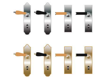 Door handles in bronze and metalのイラスト素材
