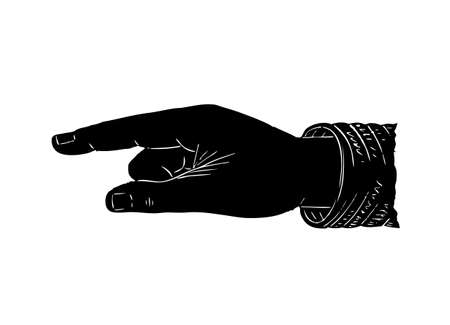 Old vector symbol of hand with pointing finger in black and whiteのイラスト素材