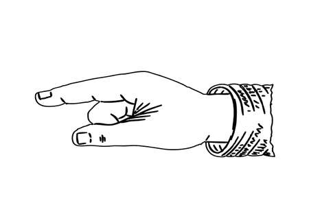 Old Vector symbol of hand with pointing finger in black and whiteのイラスト素材