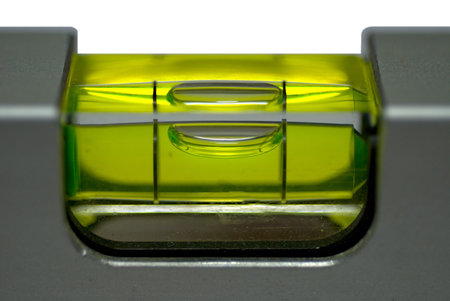 Horizontal air level, close-up of green liquid with bubble