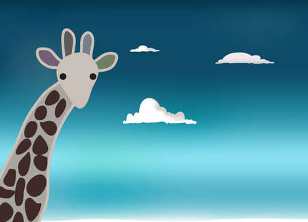 Lonely giraffe looking surprised, with sky in backgroundのイラスト素材