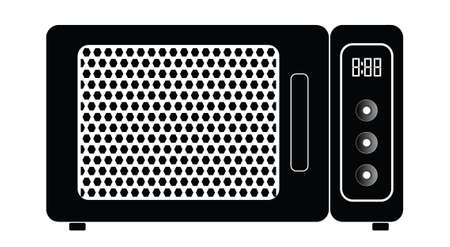 Black and white retro microwave oven vector illustration のイラスト素材