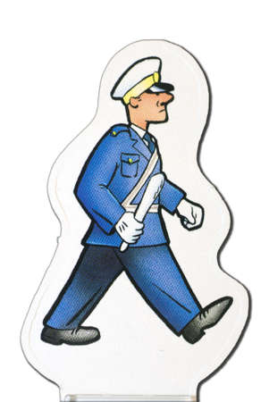 Police officer, checker with determined steps and batonの写真素材
