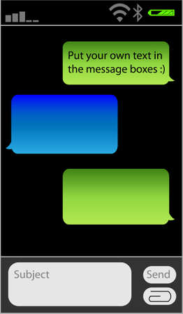 Place your own text in the message boxes, messaging on mobile phonesのイラスト素材
