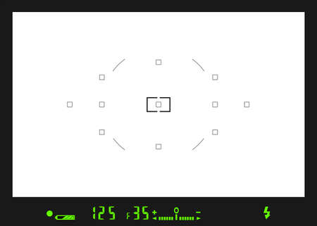 Place or insert your text or picture behind the camera viewfinder, viewfinder with focus pointsのイラスト素材