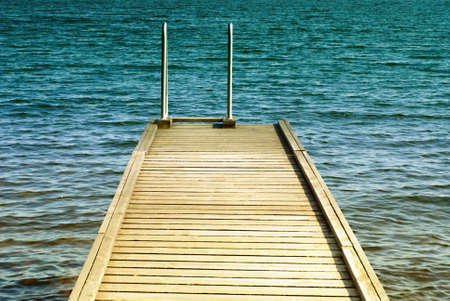 Swim platform with ladder against Baltic sea in the backgroundの写真素材