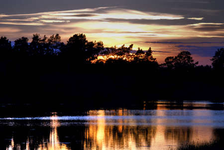 Colorful sunset reflected in the Baltic Seaの写真素材