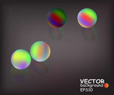 Colorful balls on reflecting black backgroundのイラスト素材