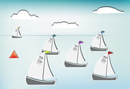 Competition in sailing, sailboats from around the worldのイラスト素材