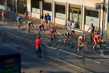 Racing cyclists from Kalmar Grand Prix, tilt shiftのeditorial素材