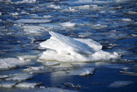 Landscape of ice floes in the blue seaの写真素材