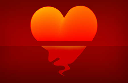 Beautiful sunset, glowing sun with shape of a heart, eps10 vectorのイラスト素材