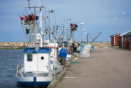 Fishing boats in the harbor on Öland, a Swedish Islandの写真素材