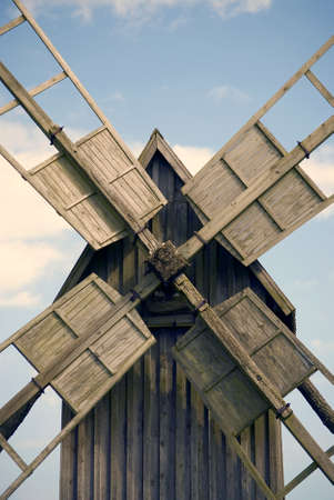Close up of old windmill on the island &Ouml,land, Swedenの写真素材