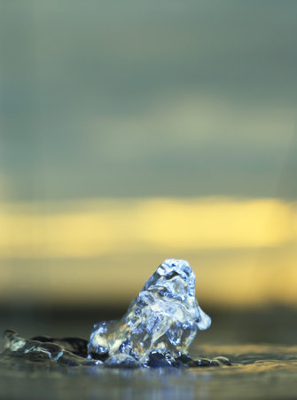Close up of water splash in stunning light