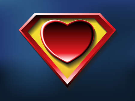 a big red heart shaped like a superhero shield, symbol for strong loveのイラスト素材