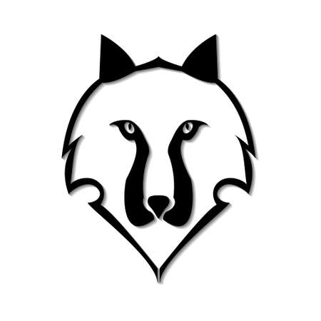 Wolf face in black and white, simplified vector illustration with depthのイラスト素材