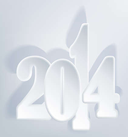 Happy new year 2014, two thousand fourteen with depth and shadowsのイラスト素材