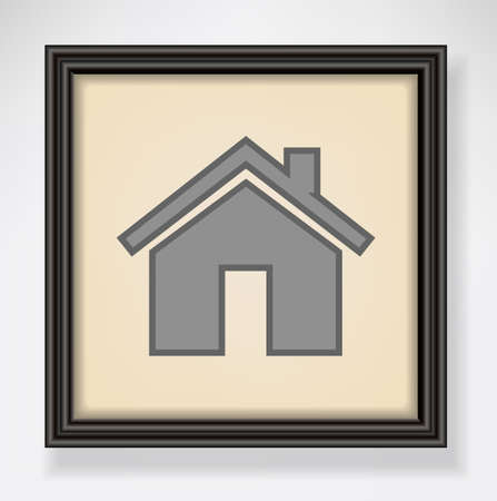 Classic black picture frame with house symbolのイラスト素材