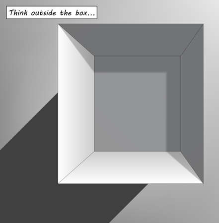 Think outside the box with open grey boxのイラスト素材