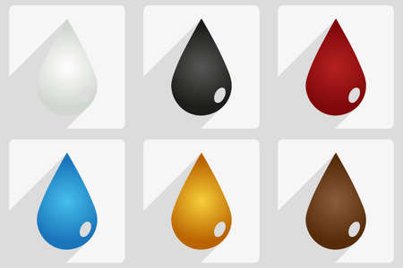 drops set, vector illustration with drops in different colorsのイラスト素材